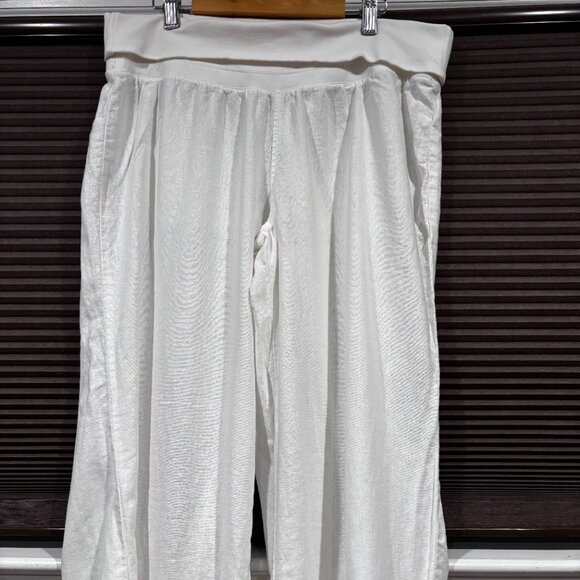 Old Navy Women's wide leg white linen pants SZ: L - Picture 3 of 11